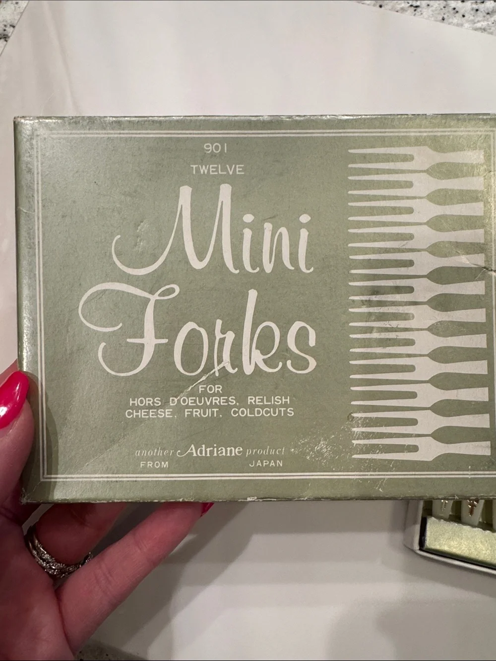 Vintage Adriane Mini Forks Set Stainless Steel Gold Foil Inlay in original box